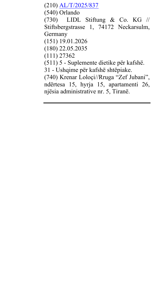 Zëri i markës Orlando në buletin