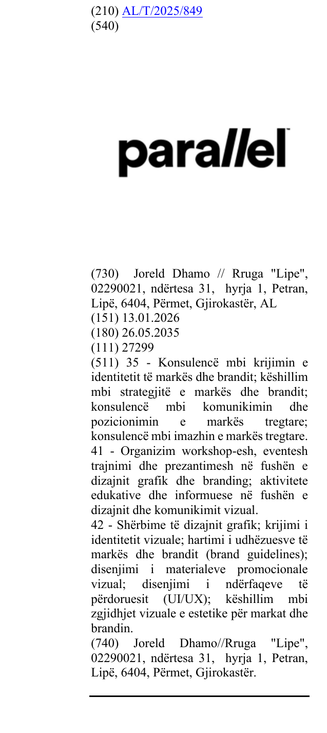 Zëri i markës parallel në buletin