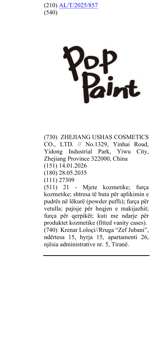 Zëri i markës Pop Paint në buletin