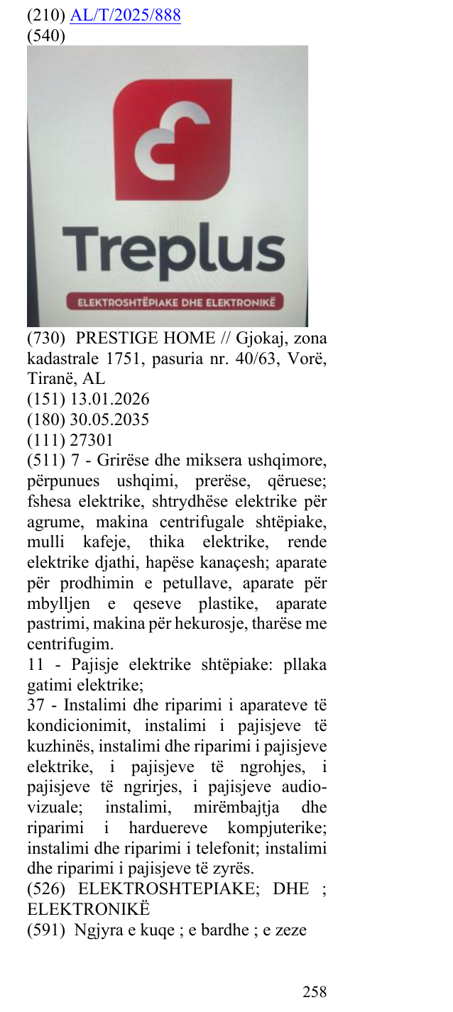 Zëri i markës ELEKTROSHTEPIAKE; DHE ; ELEKTRONIKË në buletin