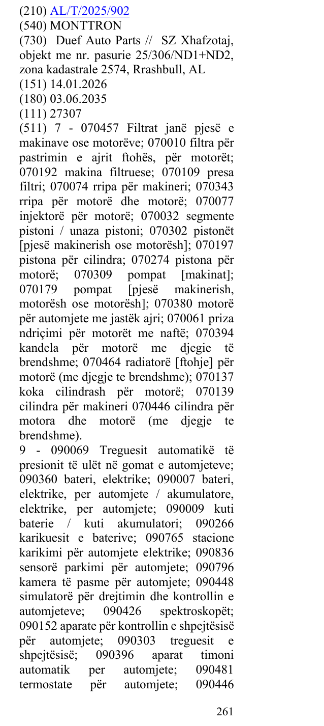 Zëri i markës MONTTRON në buletin