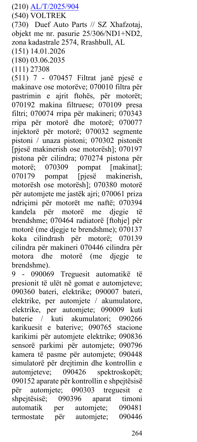 Zëri i markës VOLTREK në buletin