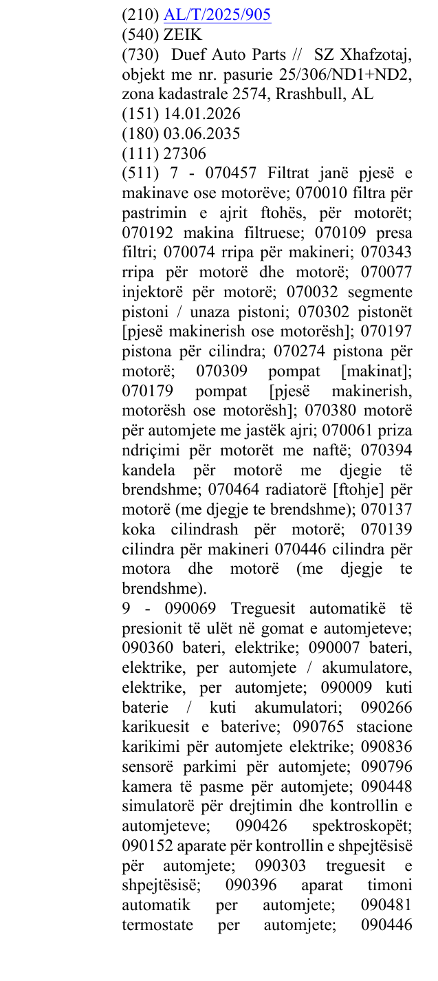 Zëri i markës ZEIK në buletin