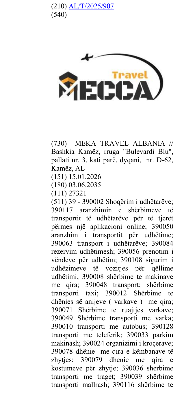 Zëri i markës Travel në buletin