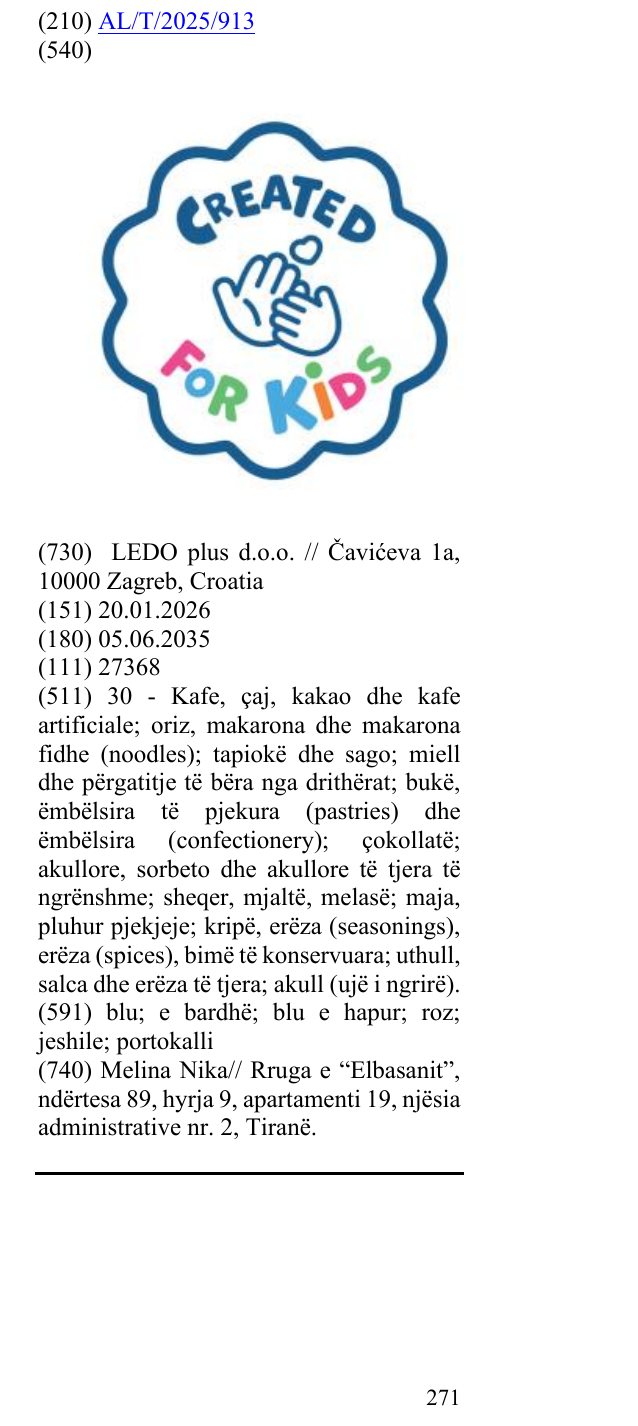 Zëri i markës Created for Kids në buletin