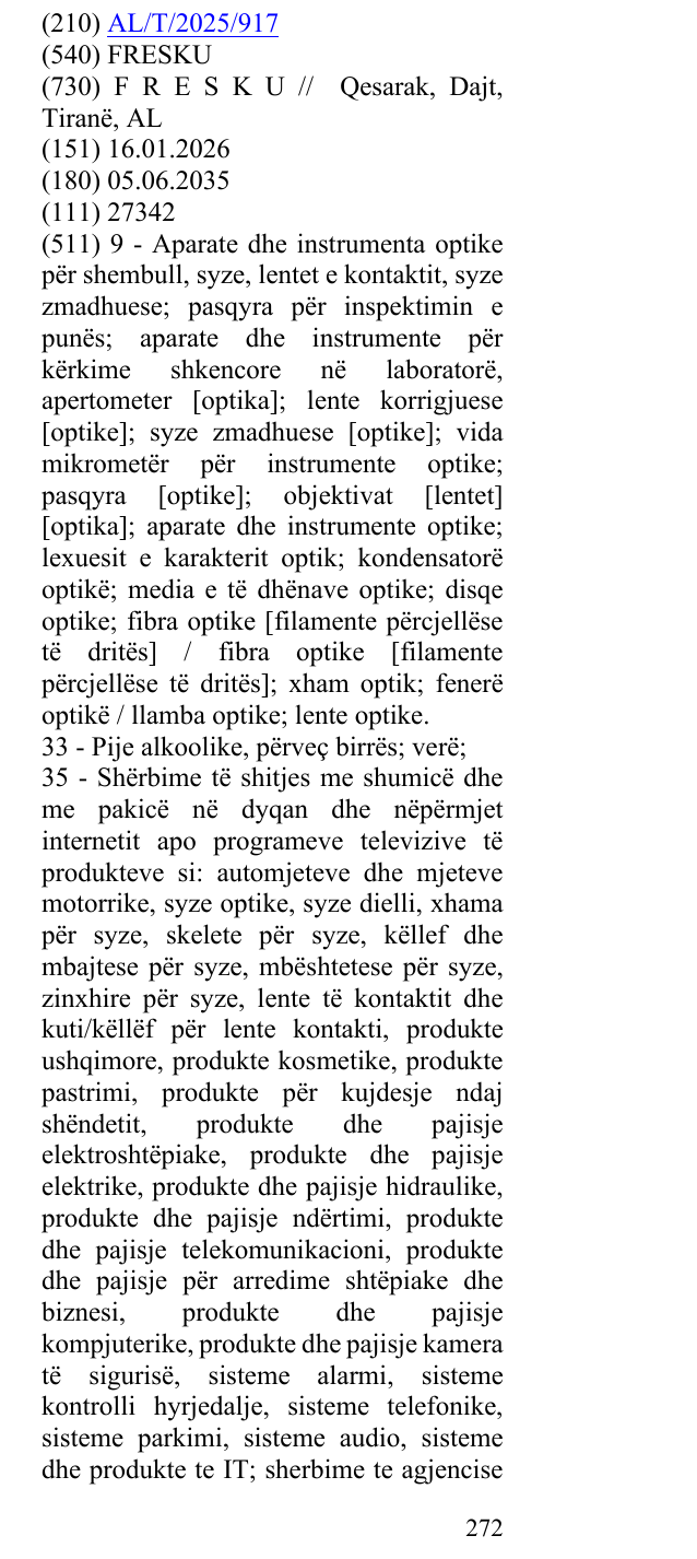 Zëri i markës FRESKU në buletin