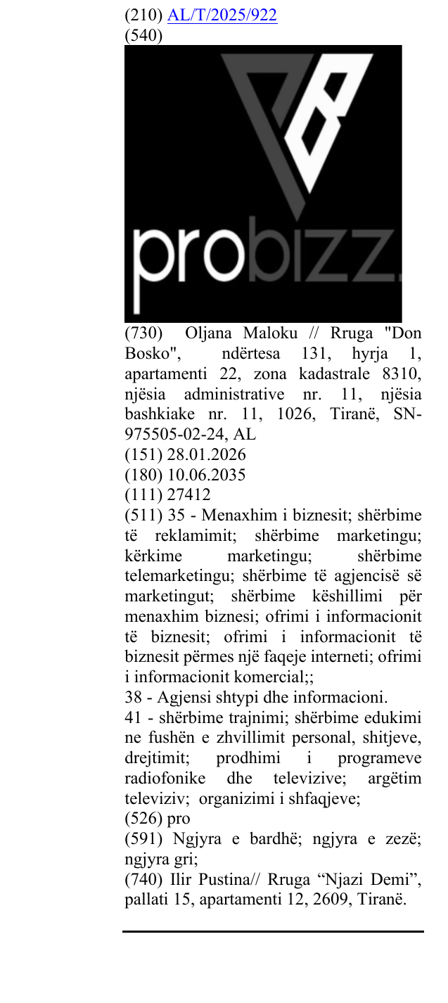 Zëri i markës pro në buletin