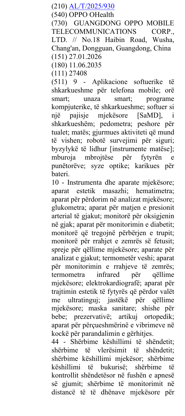 Zëri i markës OPPO OHealth në buletin