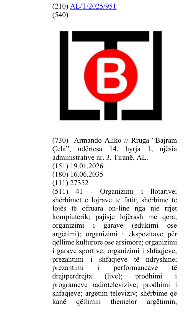 Zëri i markës LlotoB në buletin