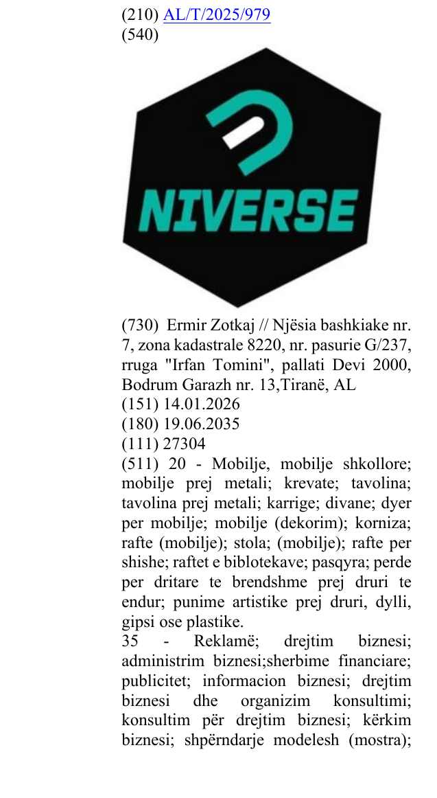 Zëri i markës NIVERSE- U në buletin