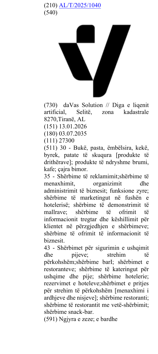 Zëri i markës V në buletin