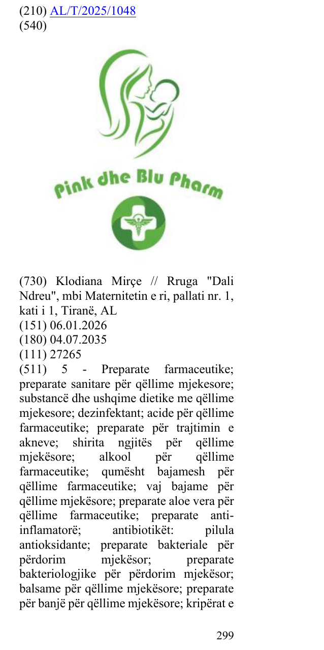 Zëri i markës Pharm; shenja e kryqit të farmacisë; në buletin