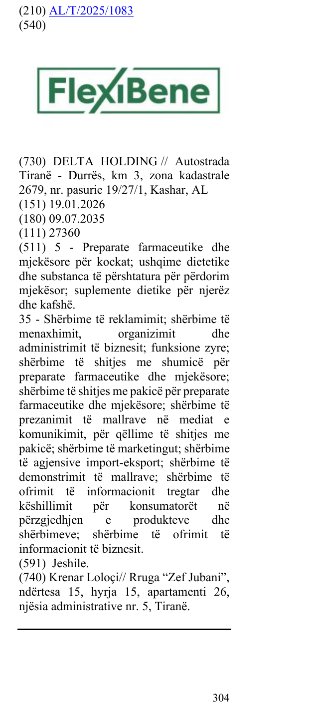 Zëri i markës Flexibene në buletin