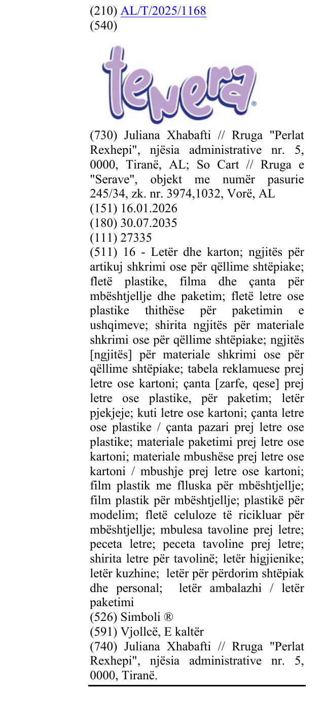 Zëri i markës Simboli ® në buletin
