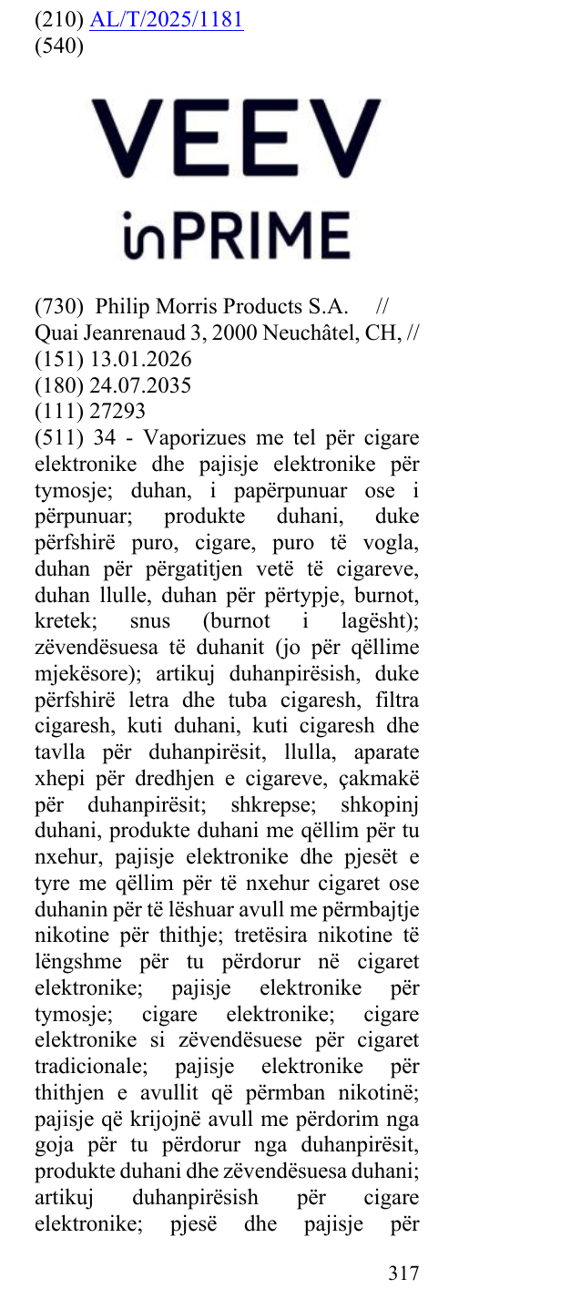 Zëri i markës VEEV in PRIME në buletin