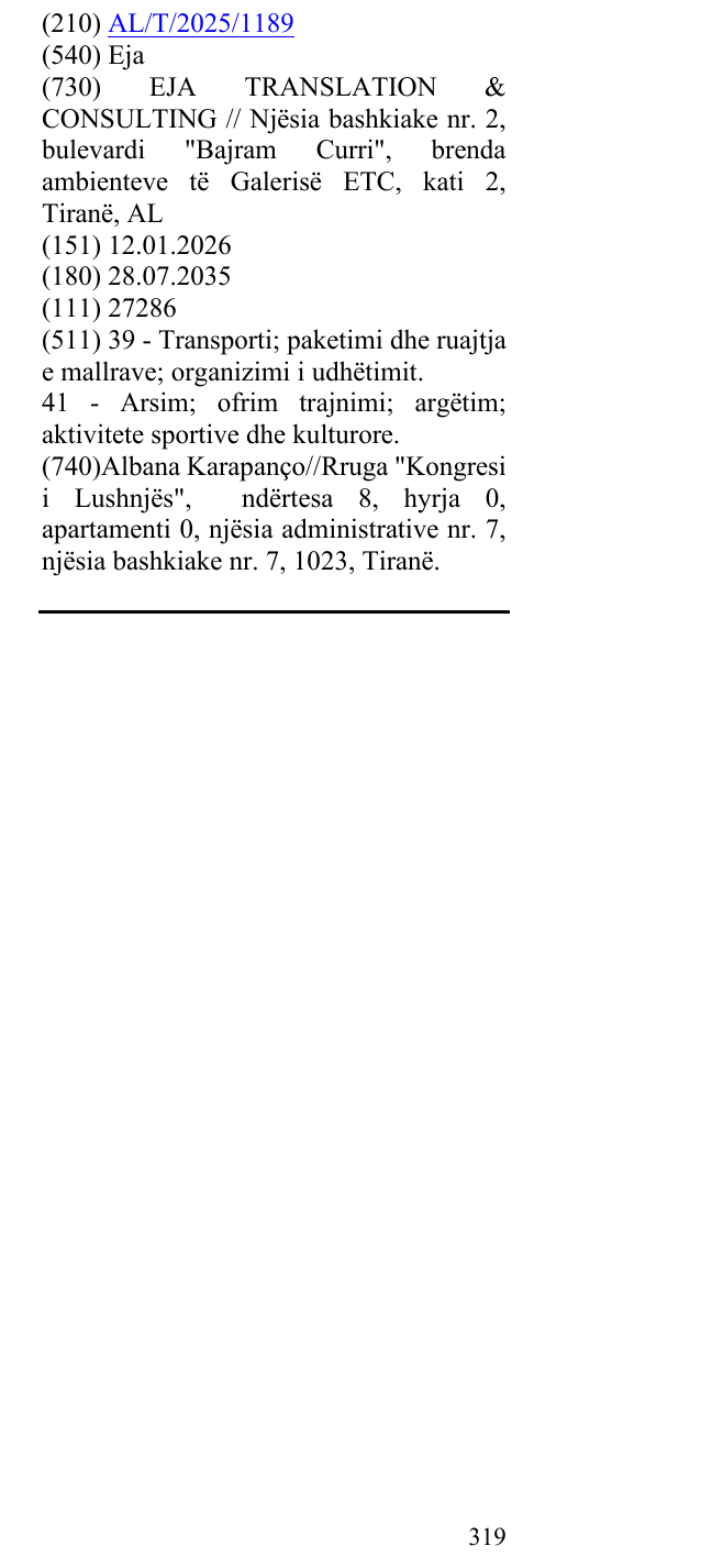 Zëri i markës Eja në buletin