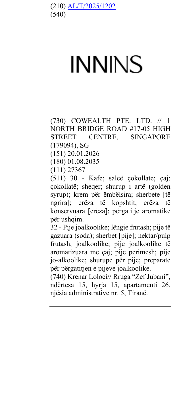Zëri i markës INNINS në buletin
