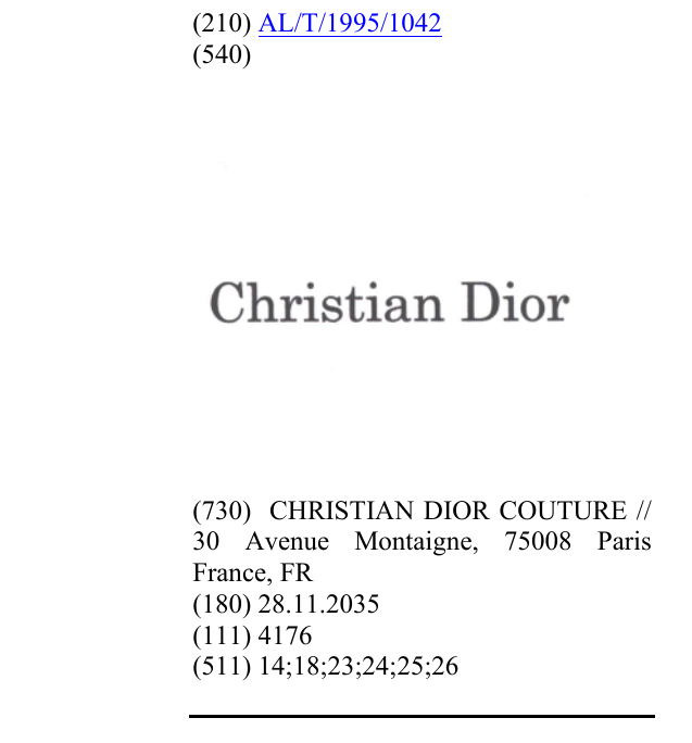 Zëri i markës CHRISTIAN DIOR në buletin