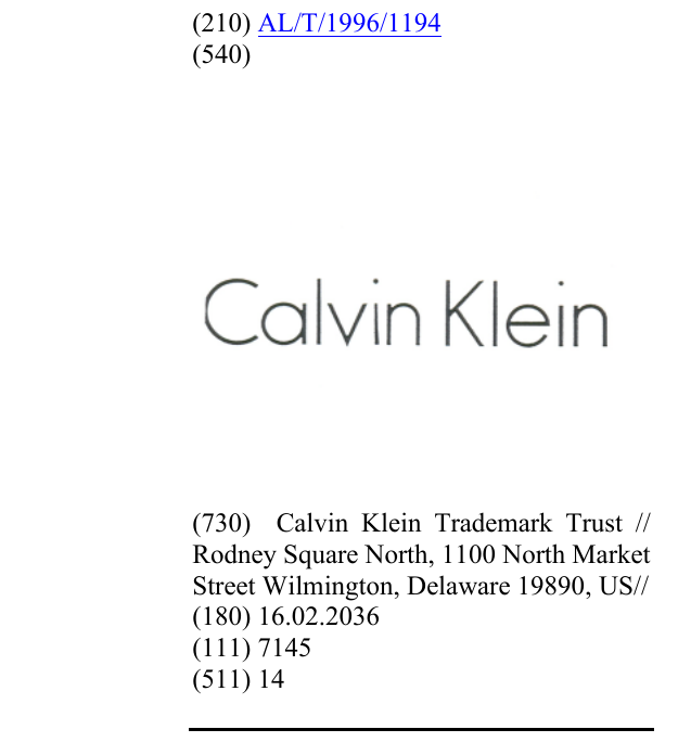 Zëri i markës CALVIN KLEIN në buletin