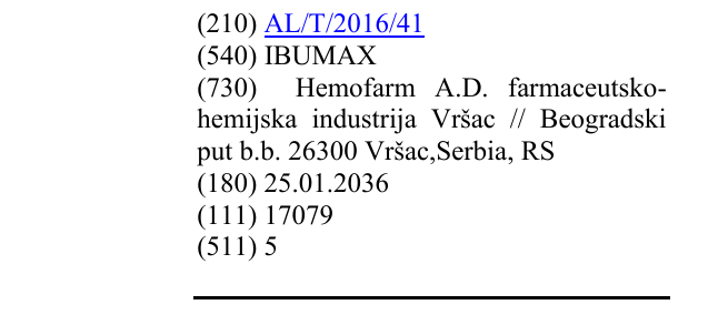 Zëri i markës IBUMAX në buletin
