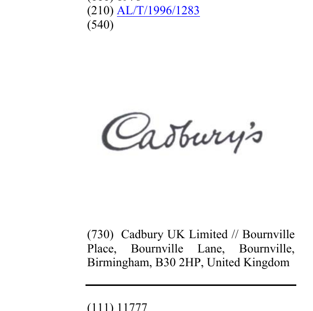 Zëri i markës CADBURY'S në buletin