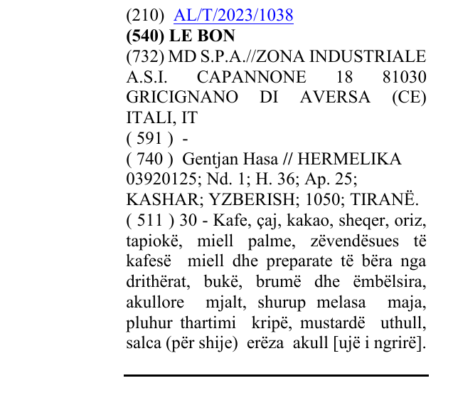Zëri i markës LE BON në buletin