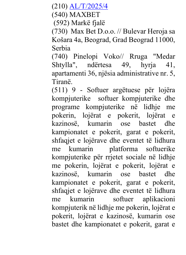 Zëri i markës MAXBET në buletin