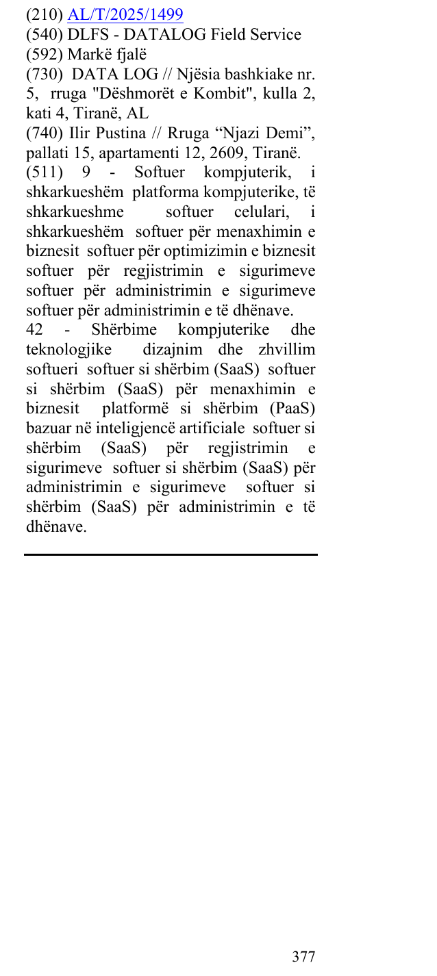 Zëri i markës DLFS - DATALOG Field Service në buletin