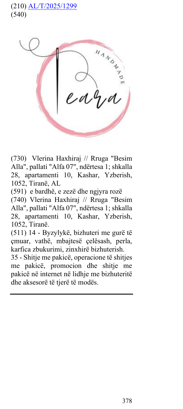 Zëri i markës Teara Handmade në buletin