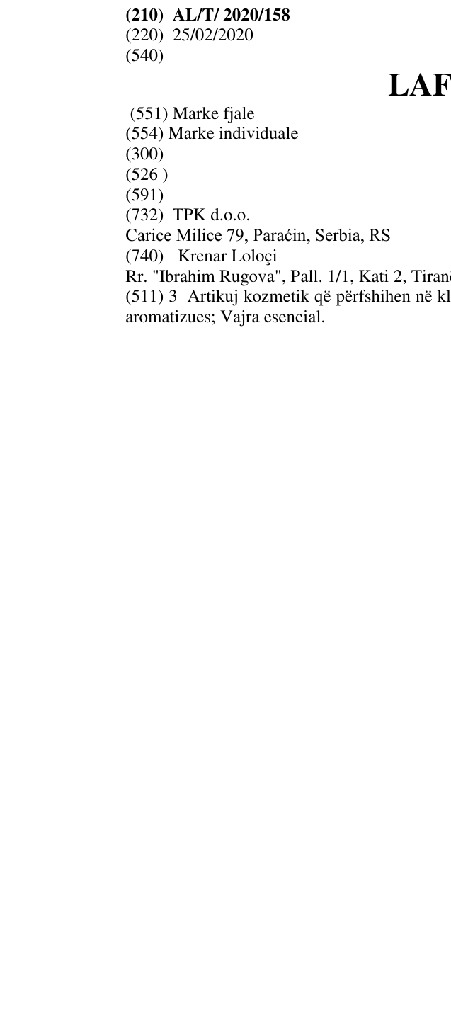 Zëri i markës LAFINO në buletin