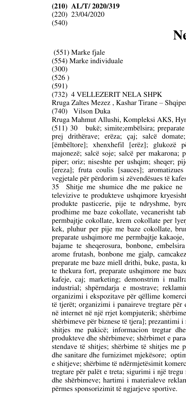 Zëri i markës Nela në buletin