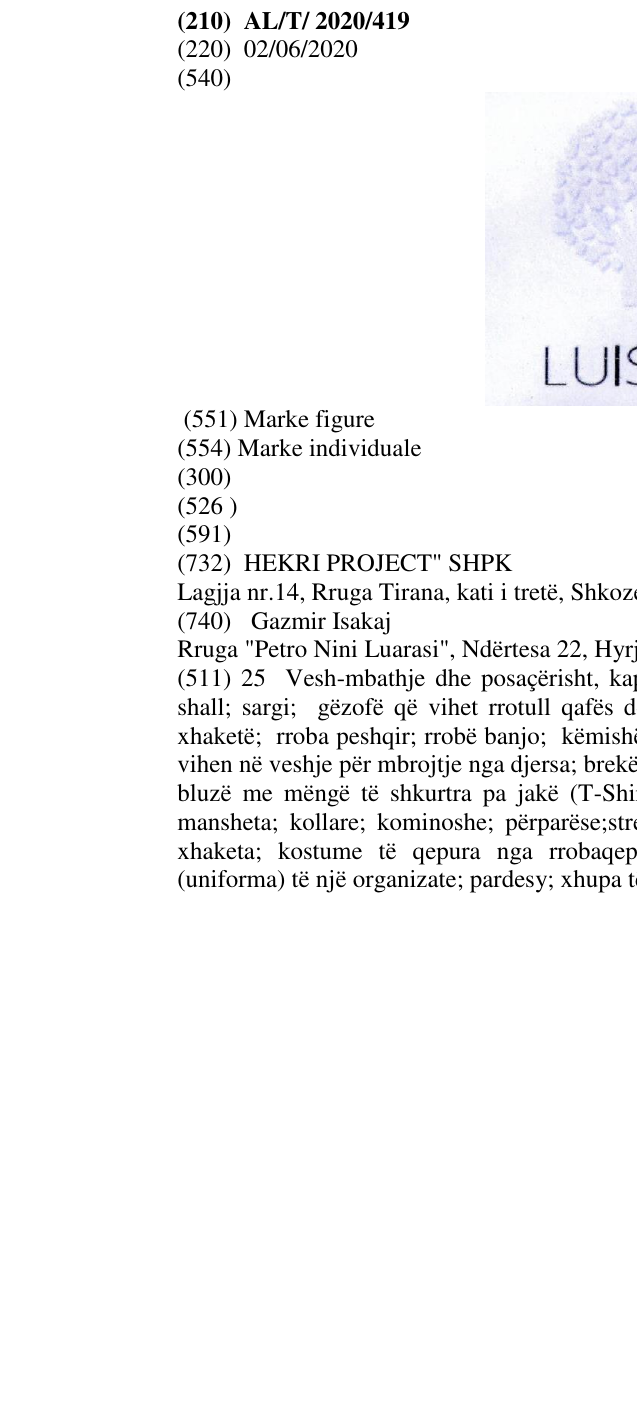 Zëri i markës LUISOL në buletin