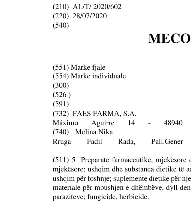 Zëri i markës MECOLZINE në buletin