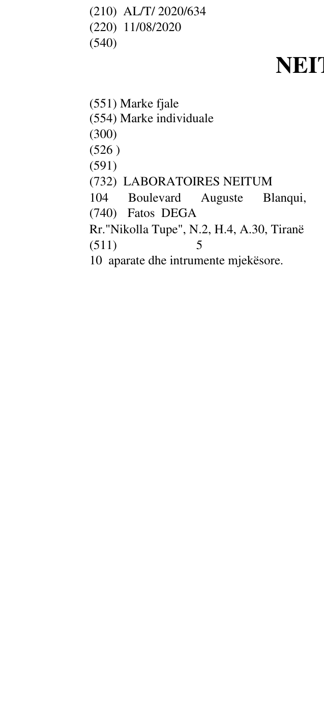Zëri i markës NEITUM në buletin