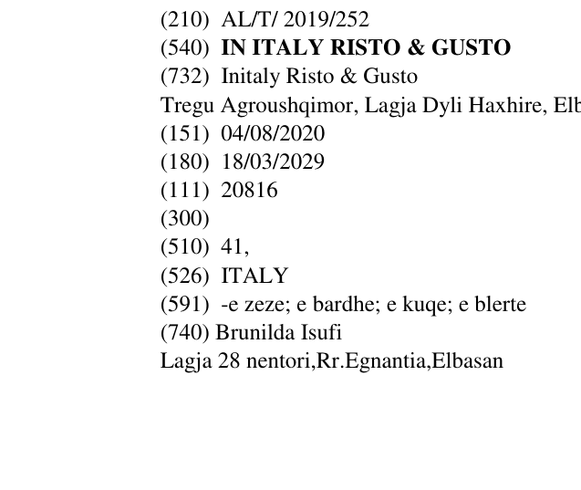 Zëri i markës IN ITALY RISTO & GUSTO në buletin