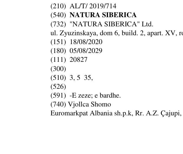 Zëri i markës NATURA SIBERICA në buletin