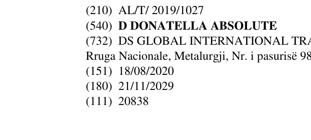 Zëri i markës D DONATELLA ABSOLUTE në buletin