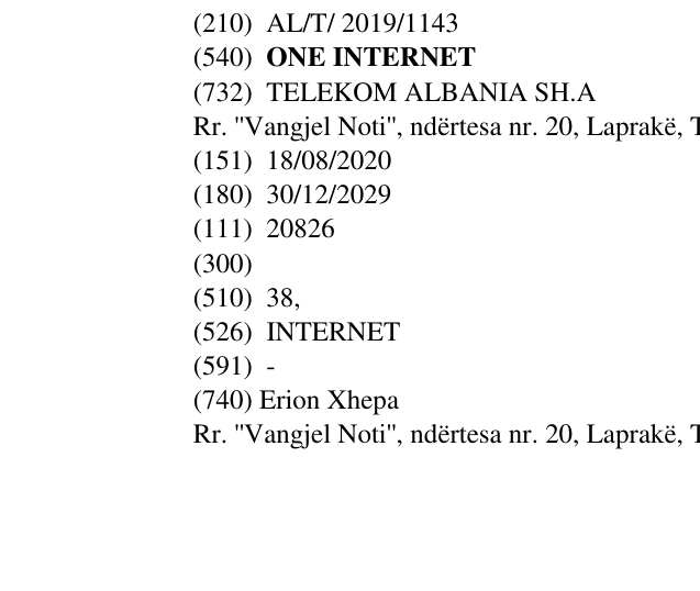 Zëri i markës ONE INTERNET në buletin