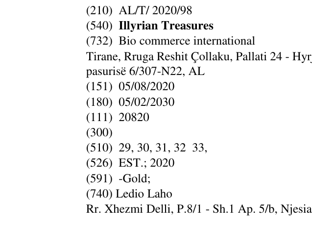 Zëri i markës Illyrian Treasures në buletin