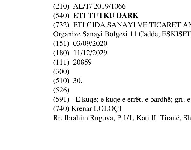 Zëri i markës ETI TUTKU DARK në buletin