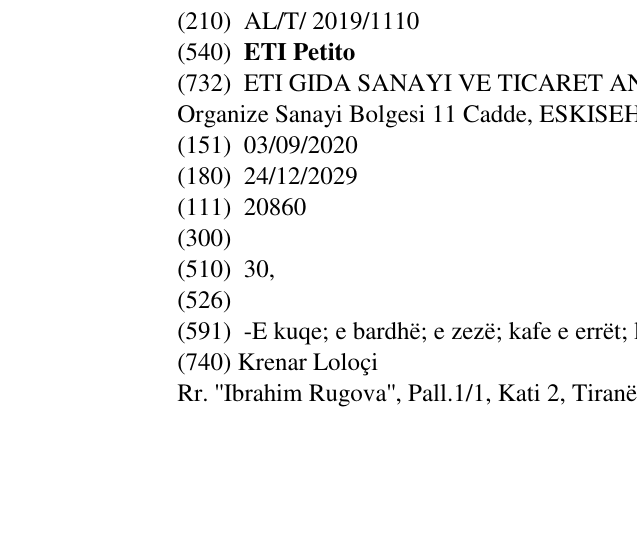 Zëri i markës ETI Petito në buletin