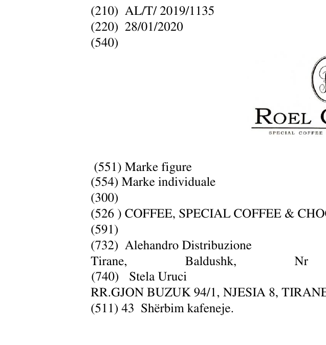 Zëri i markës COFFEE, SPECIAL COFFEE & CHOCOLATE SHOP në buletin