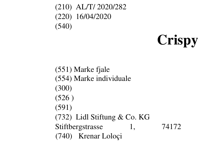 Zëri i markës Crispy Break në buletin