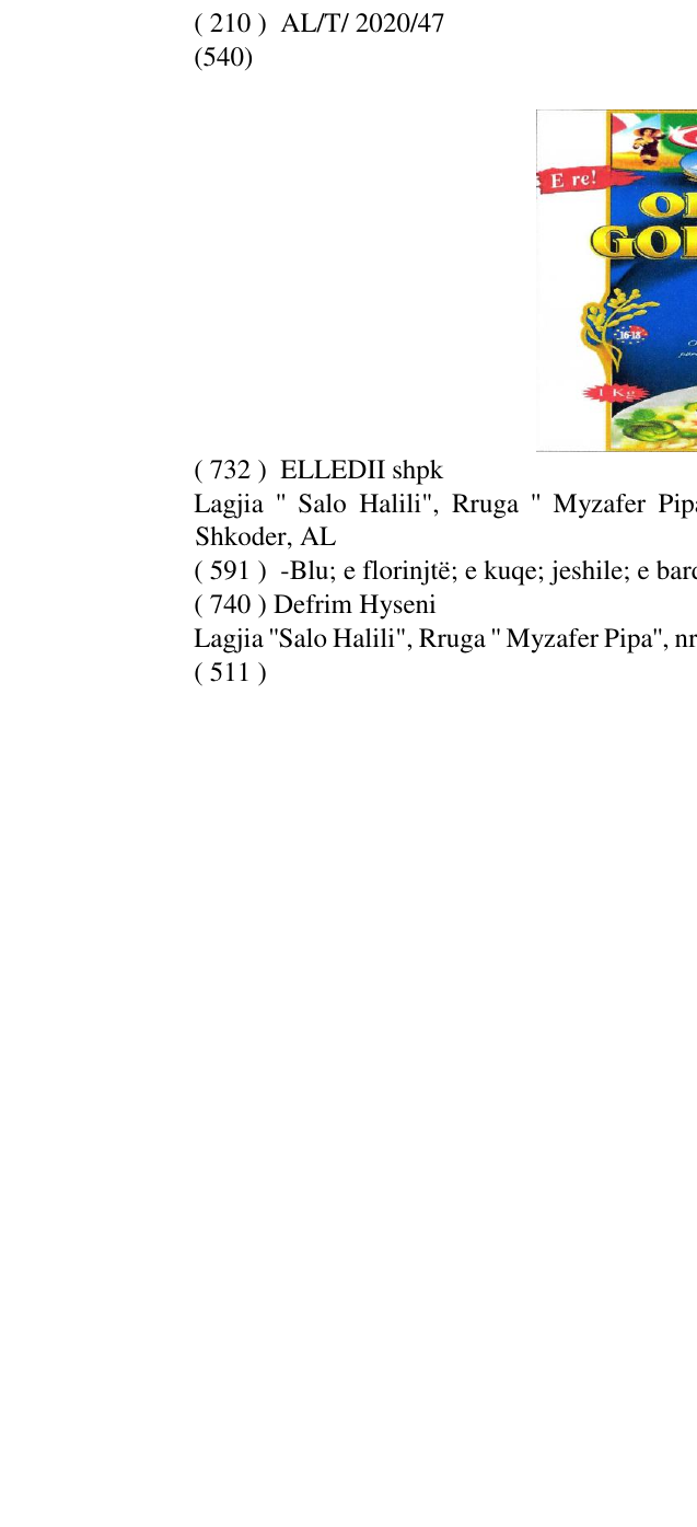 Zëri i markës ORIZ GOLDEN elledii në buletin