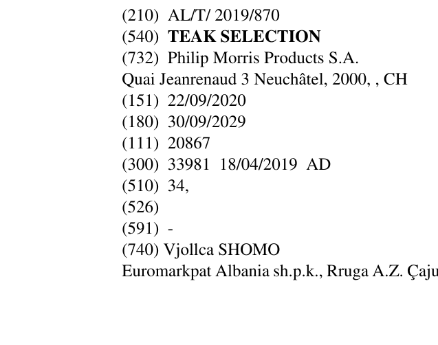 Zëri i markës TEAK SELECTION në buletin