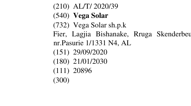 Zëri i markës Vega Solar në buletin