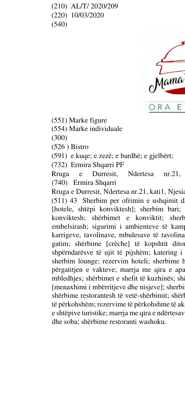 Zëri i markës Bistro në buletin