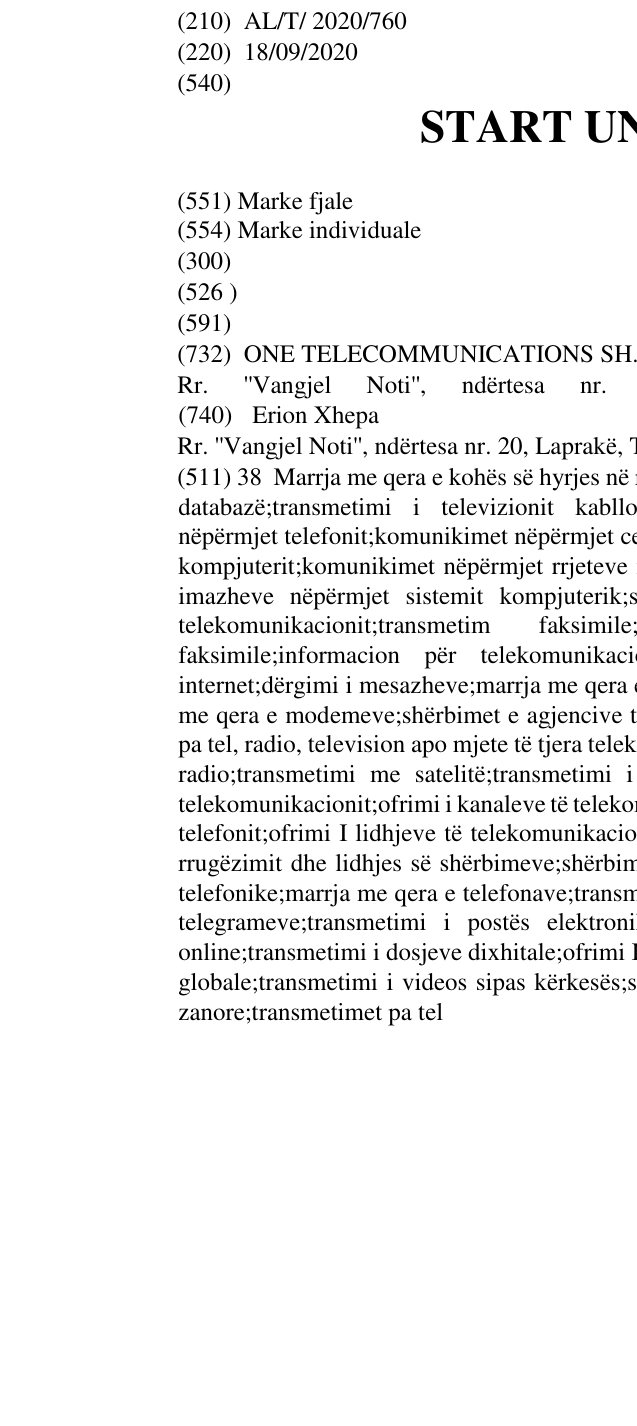 Zëri i markës START UNLIMITED në buletin