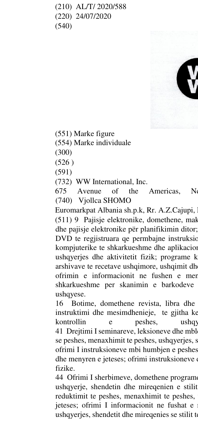 Zëri i markës WW në buletin