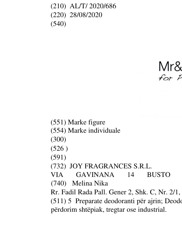 Zëri i markës Mr&Mrs for People në buletin